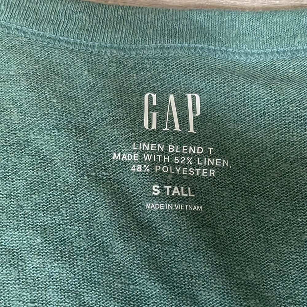 GAP Linen Blend V-Neck T-Shirt Small Tall New with tags - Picture 6 of 8